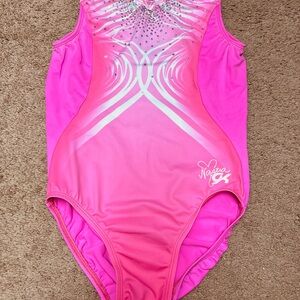 GK Nastia Liukin Gymnastics Leotard with Silver Accents